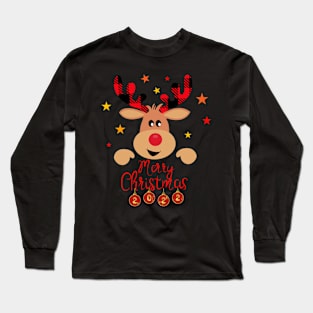Cool Christmas reindeer, awesome Rudolph Red Nosed Long Sleeve T-Shirt